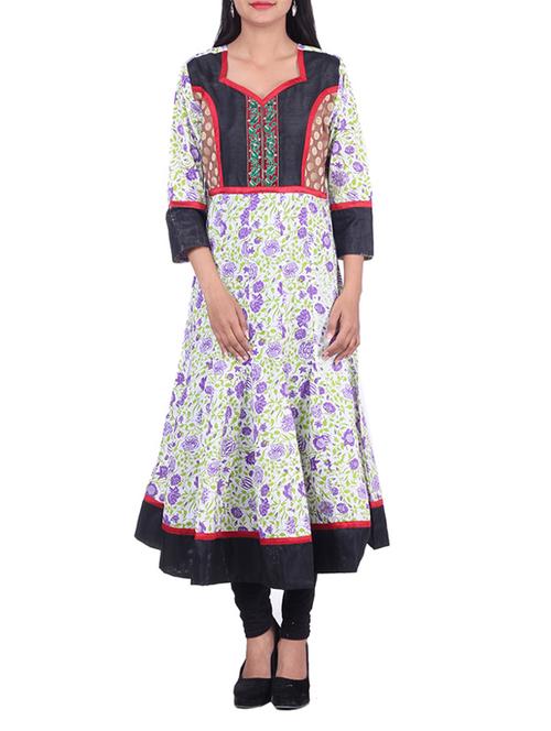 white,multi color cotton kurta - 10082365 - Very Small Image - 1