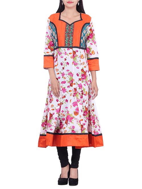 white,multi color cotton kurta - 10082366 - Very Small Image - 1