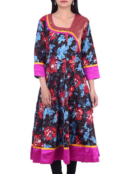 black,multi color cotton kurta - 10082459 - Very Small Image - 1
