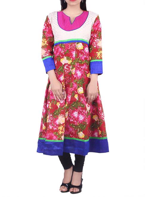 red,multi coklor cotton kurta - 10082495 - Very Small Image - 1