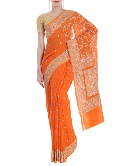 pure chiffon silk handloom saree from zain textiles - 10082705 - Very Small Image - 1