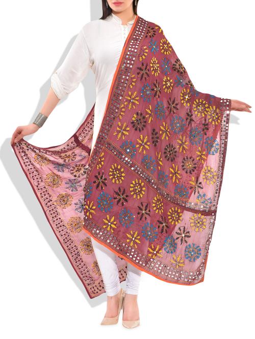 red poly georgette dupatta - 10083157 - Very Small Image - 1