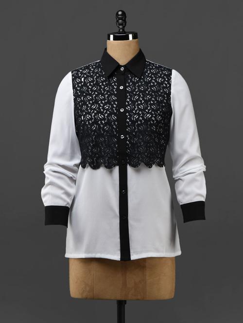 black & white lace & crepe shirt - 1008507 - Very Small Image - 1