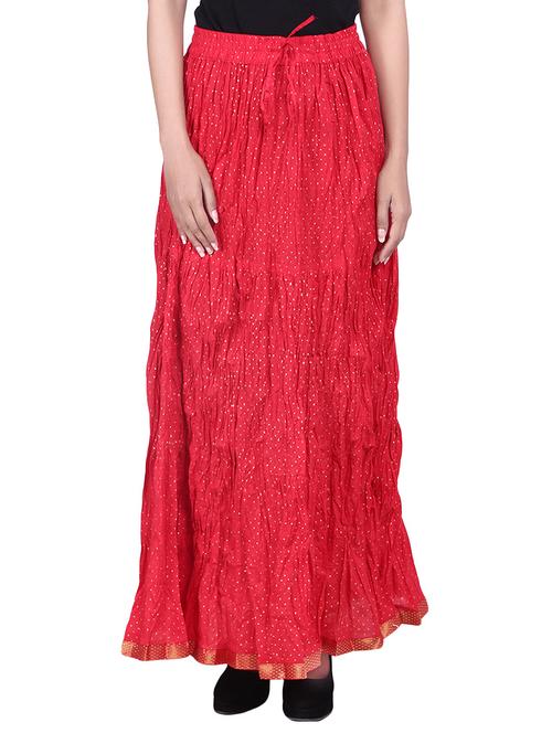 red cotton skirt - 10085940 - Very Small Image - 1