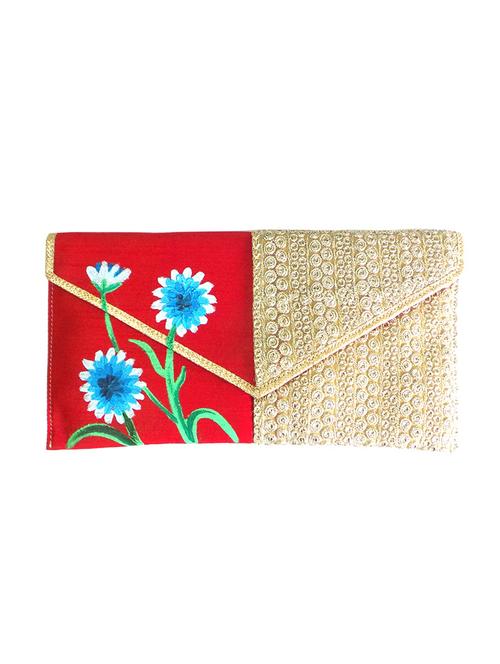 red and gold silk clutch - 10087082 - Very Small Image - 1