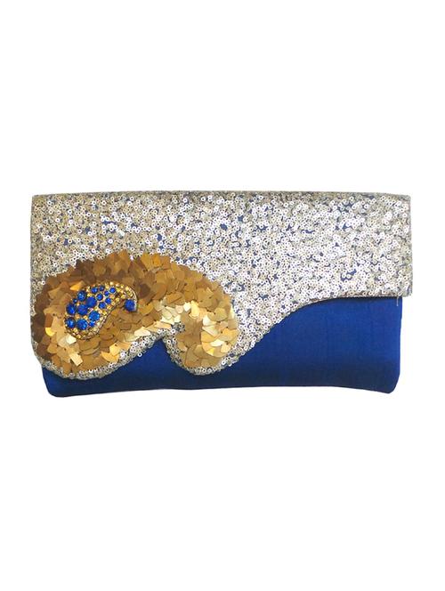 blue silk clutch - 10087101 - Very Small Image - 1