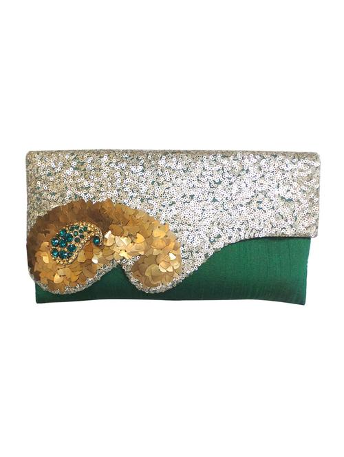 green silk clutch - 10087103 - Very Small Image - 1