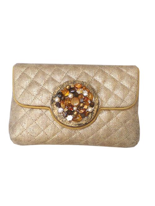 gold silk clutch - 10087115 - Very Small Image - 1