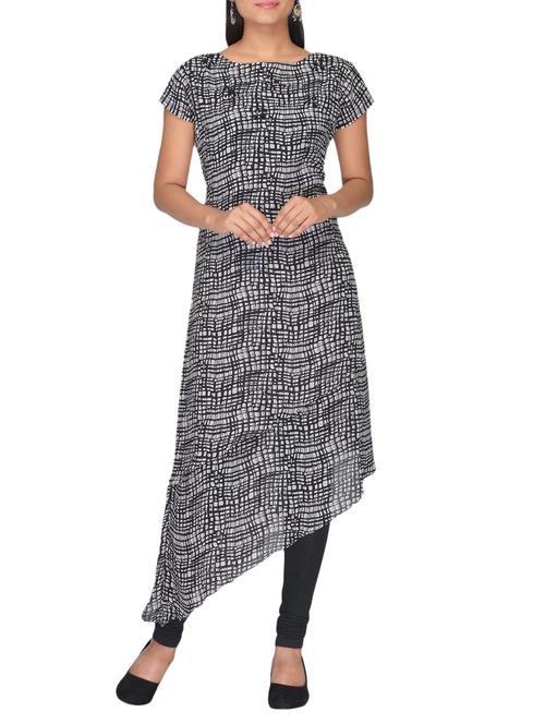 black and white georgette kurta - 10097607 - Very Small Image - 1