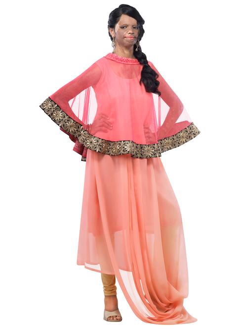 pink Georgette Net Kurta - 10097680 - Very Small Image - 1