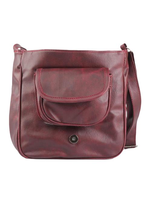 maroon leatherette sling bag - 10097929 - Very Small Image - 1