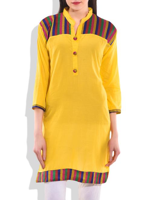 yellow color cotton kurta - 10100125 - Very Small Image - 1