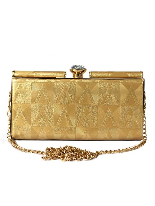 gold leatherette clutch - 10103982 - Very Small Image - 1