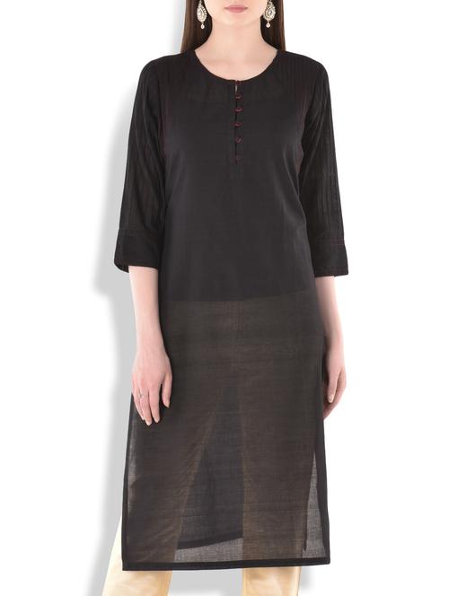 tagaai black cotton mangalgiri handloom kurta - 10108172 - Very Small Image - 1