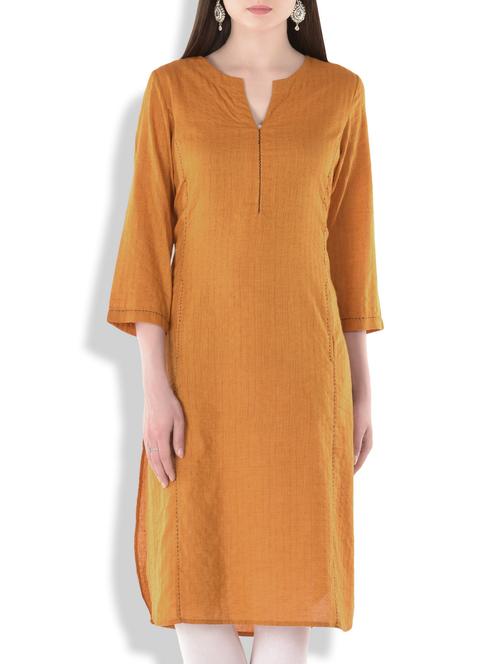 tagaai rust striped cotton mangal kurta - 10108177 - Very Small Image - 1