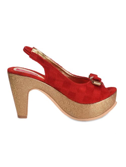 red leatherette mid heel sandals - 1011129 - Very Small Image - 1