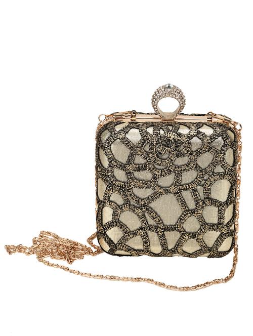 gold leatherette clutch - 10112964 - Very Small Image - 1