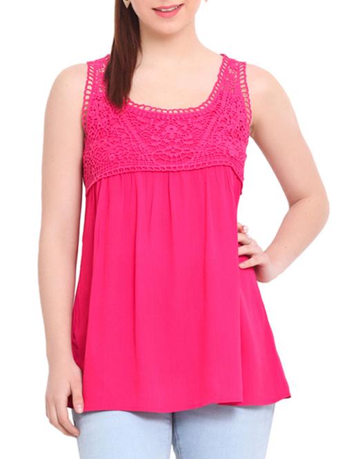 fuschia moss crepe top - 10114355 - Very Small Image - 1