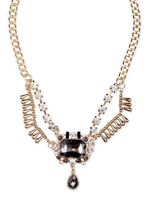 grey stone drop golden necklace - 1013479 - Very Small Image - 1