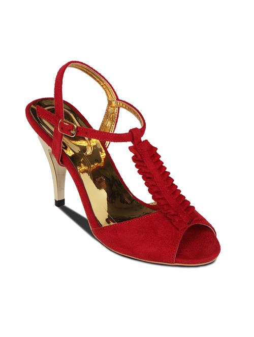 red suede ankle strap sandals - 10139375 - Very Small Image - 1