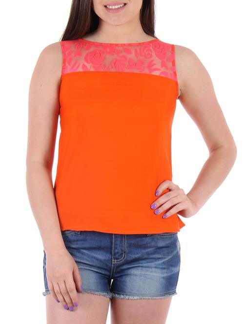 orange poly crepe top - 10139742 - Very Small Image - 1