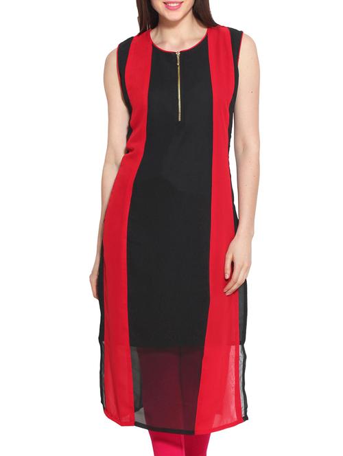 red georgette kurta - 10142787 - Very Small Image - 1