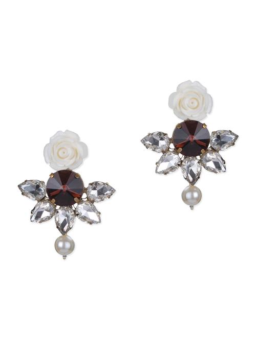red stone studded earrings - 10143020 - Very Small Image - 1