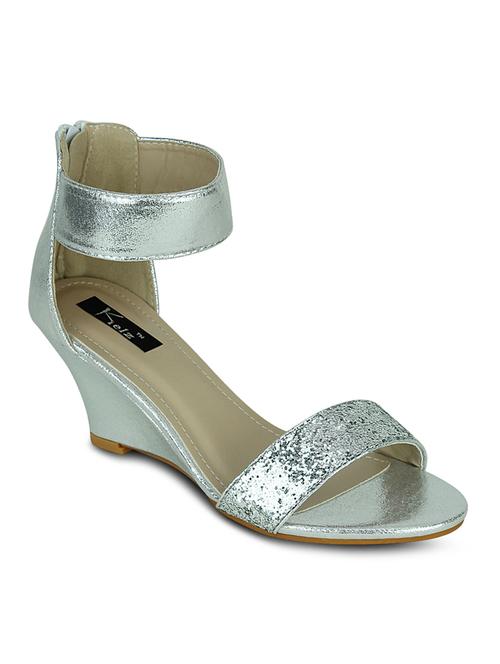 silver leatherette wedge - 10145232 - Very Small Image - 1