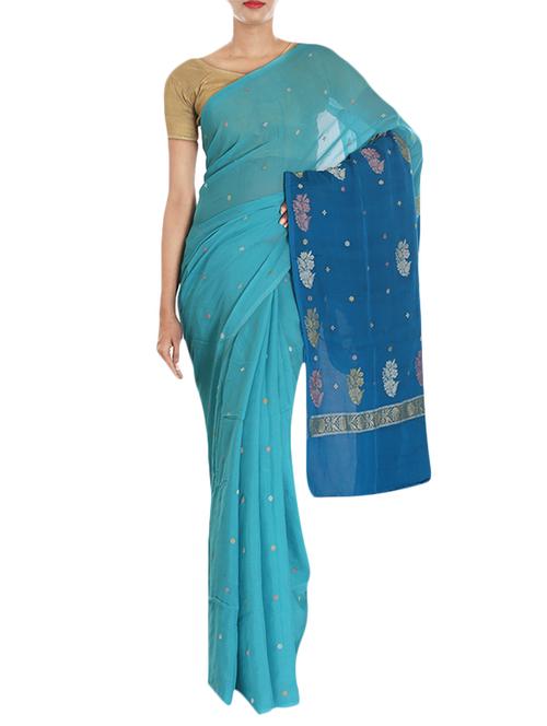 pure chiffon silk handloom saree - 10147433 - Very Small Image - 1