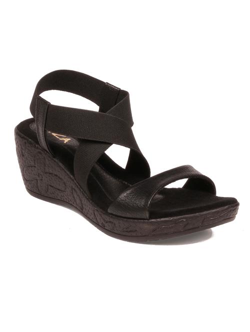 black leatherette wedge - 10148112 - Very Small Image - 1