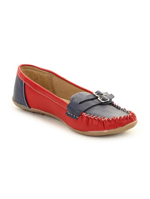 red, blue leatherette loafers & mocassins - 10156583 - Very Small Image - 1