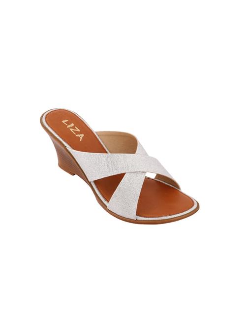 silver leatherette wedges - 10158054 - Very Small Image - 1