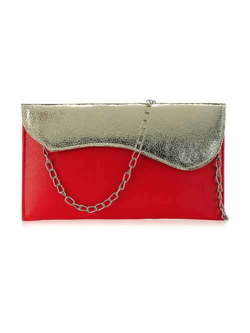 silver & red leatherette clutch - 10166197 - Very Small Image - 1