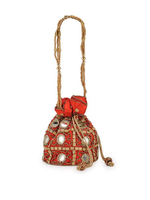 red leatherette potli - 10166269 - Very Small Image - 1