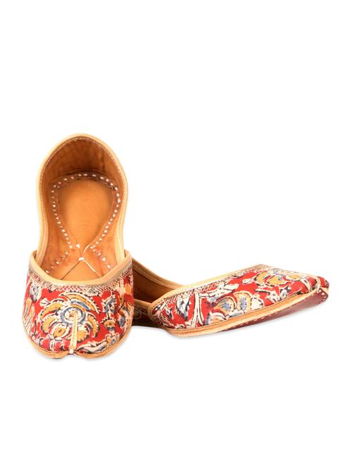 mouve red floral and foliage handmade cotton mojris - 10167002 - Very Small Image - 1