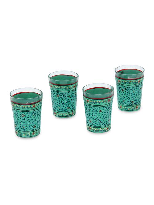 mint blue painted tea glasses (set of 4) - 1016929 - Very Small Image - 1