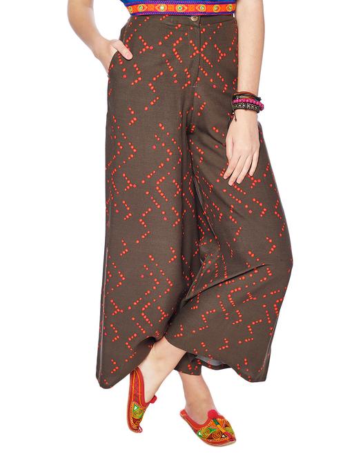 brown viscose palazzos - 10172127 - Very Small Image - 1