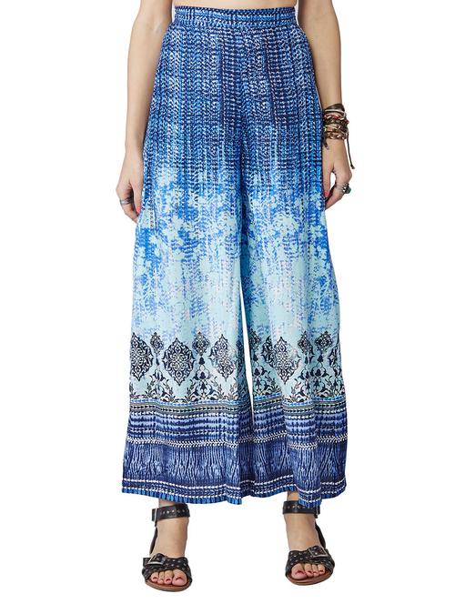 blue viscose palazzos - 10172202 - Very Small Image - 1