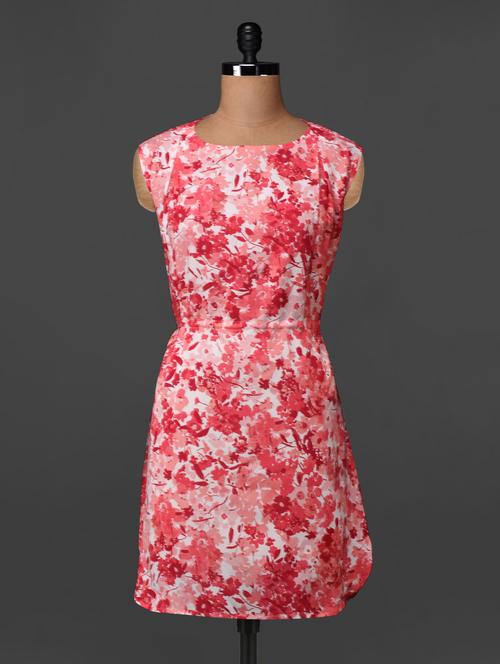 pink printed poly crepe dress - 1018520 - Very Small Image - 1
