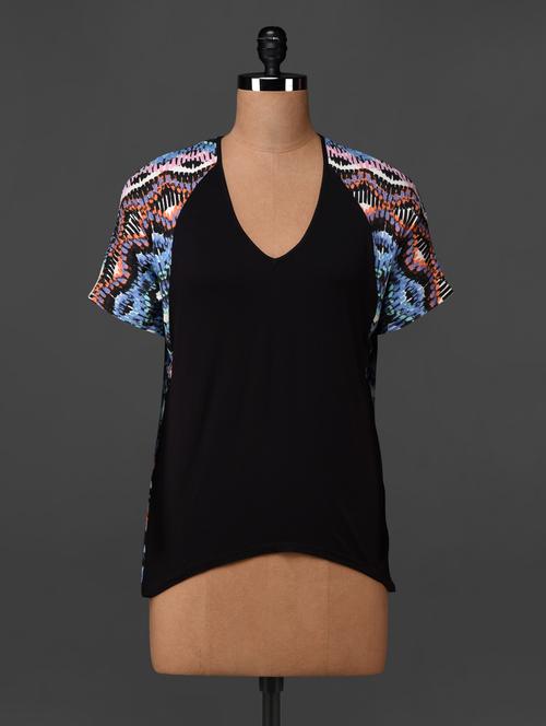 short printed sleeves cotton top - 1018531 - Very Small Image - 1