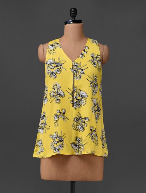 yellow floral print top - 1018533 - Very Small Image - 1