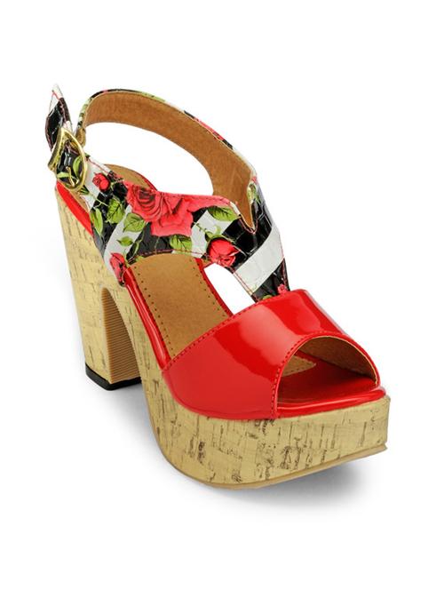 red, multi leatherette sandals - 10186316 - Very Small Image - 1