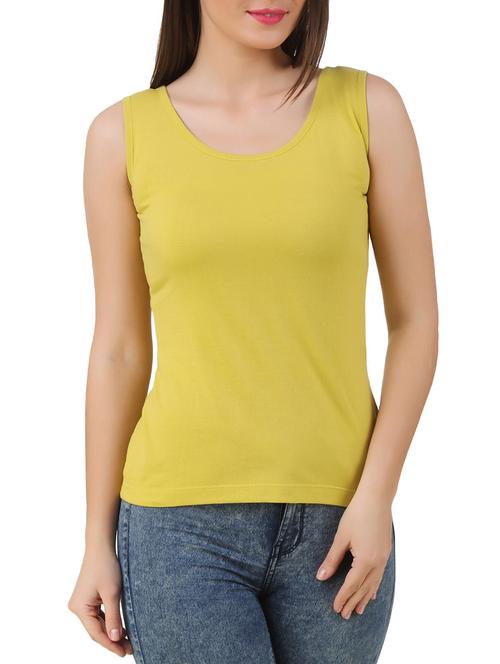 mustard yellow cotton blend tank top - 10193741 - Very Small Image - 1
