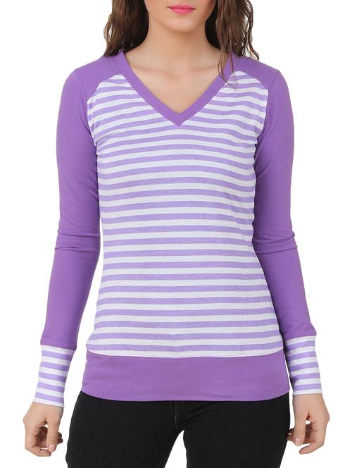 striped v-neck top - 10193812 - Very Small Image - 1