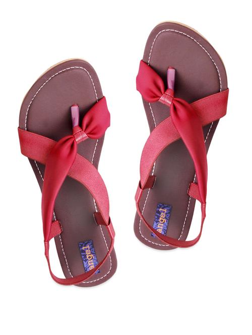 red elastic & leatherette strap sandal - 1020413 - Very Small Image - 1