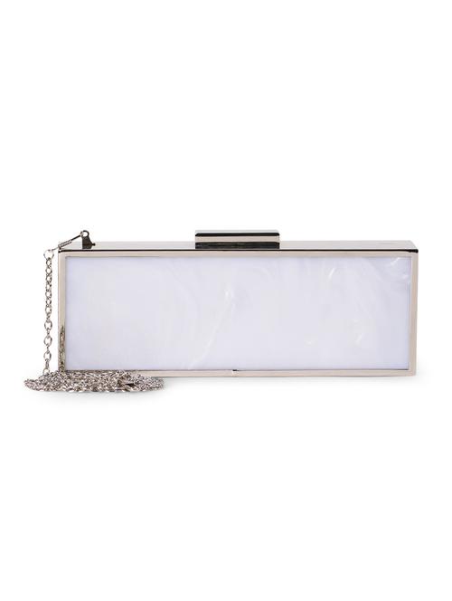 white fibre box clutch cum sling - 1020532 - Very Small Image - 1
