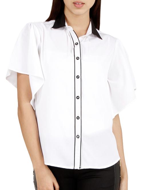 white short sleeve poly crepe top - 1020592 - Very Small Image - 1