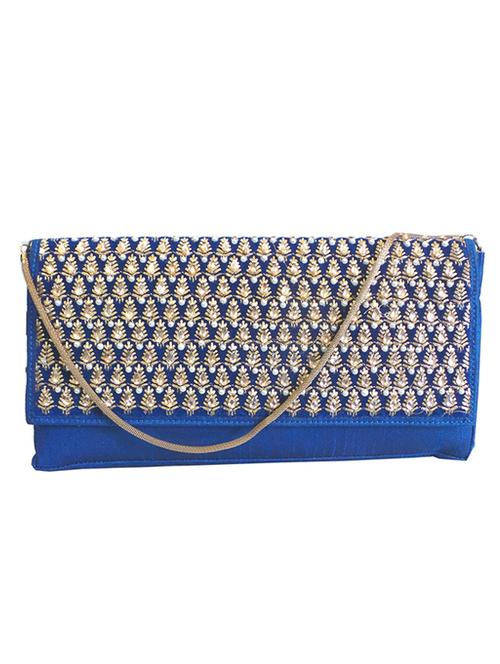 blue silk blend clutch - 10228630 - Very Small Image - 1