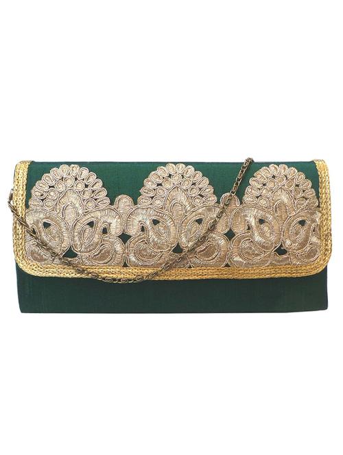 green silk blend clutch - 10228671 - Very Small Image - 1