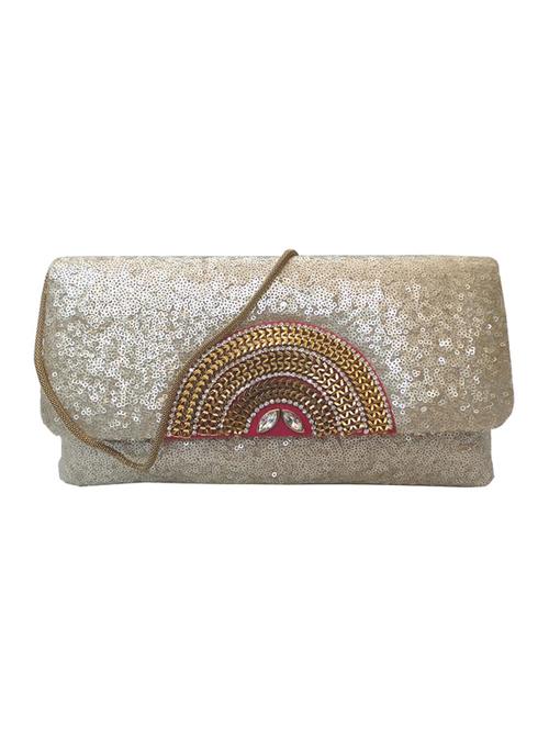 silver silk blend clutch - 10228708 - Very Small Image - 1